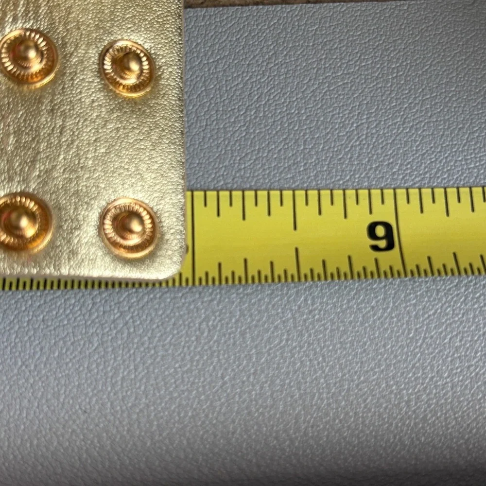 Betsey Johnson Leather Crystal Watch Wide Cuff Gold Tone - Needs Battery - Picture 15 of 15